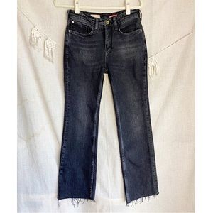 Anthropologie Pilcro High Rise Black Raw Hem Straight Leg Jeans Size 27